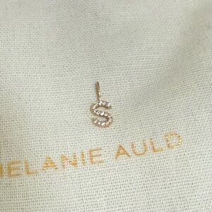 NEW Melanie Auld Adorned 14k Solid Gold Diamond Pave S Initial Charm